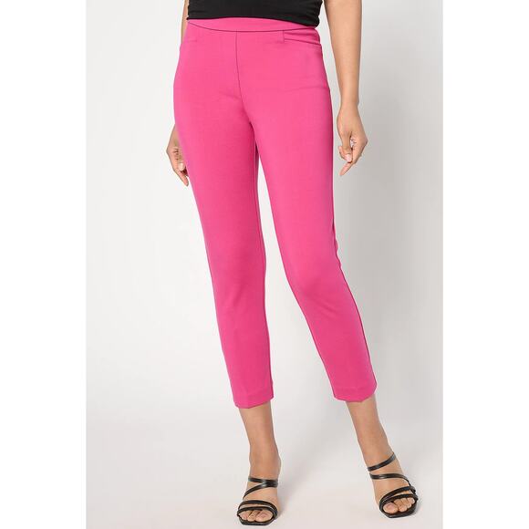 Susan Graver Status Stretch Ponte Slim Leg Crop Pant Pink Womens XXSP Petite - Picture 1 of 8